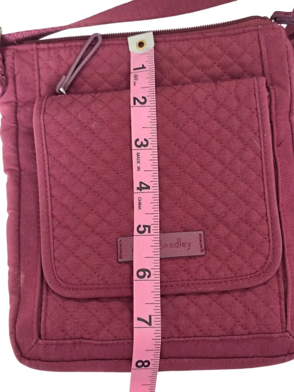 Vera Bradley Quilted Crossbody Organizer Bag Burgundy Plum Floral Interior - Picture 11 of 13